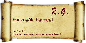 Rusznyák Gyöngyi névjegykártya